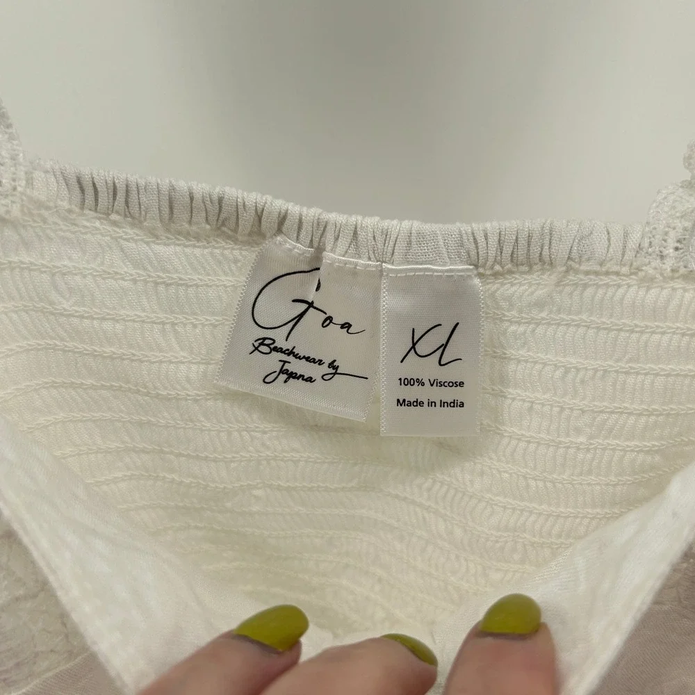 Goa Beachwear by Japna White Lace Crochet Crop Top XL NWT Boho Festival Coastal - Picture 6 of 12